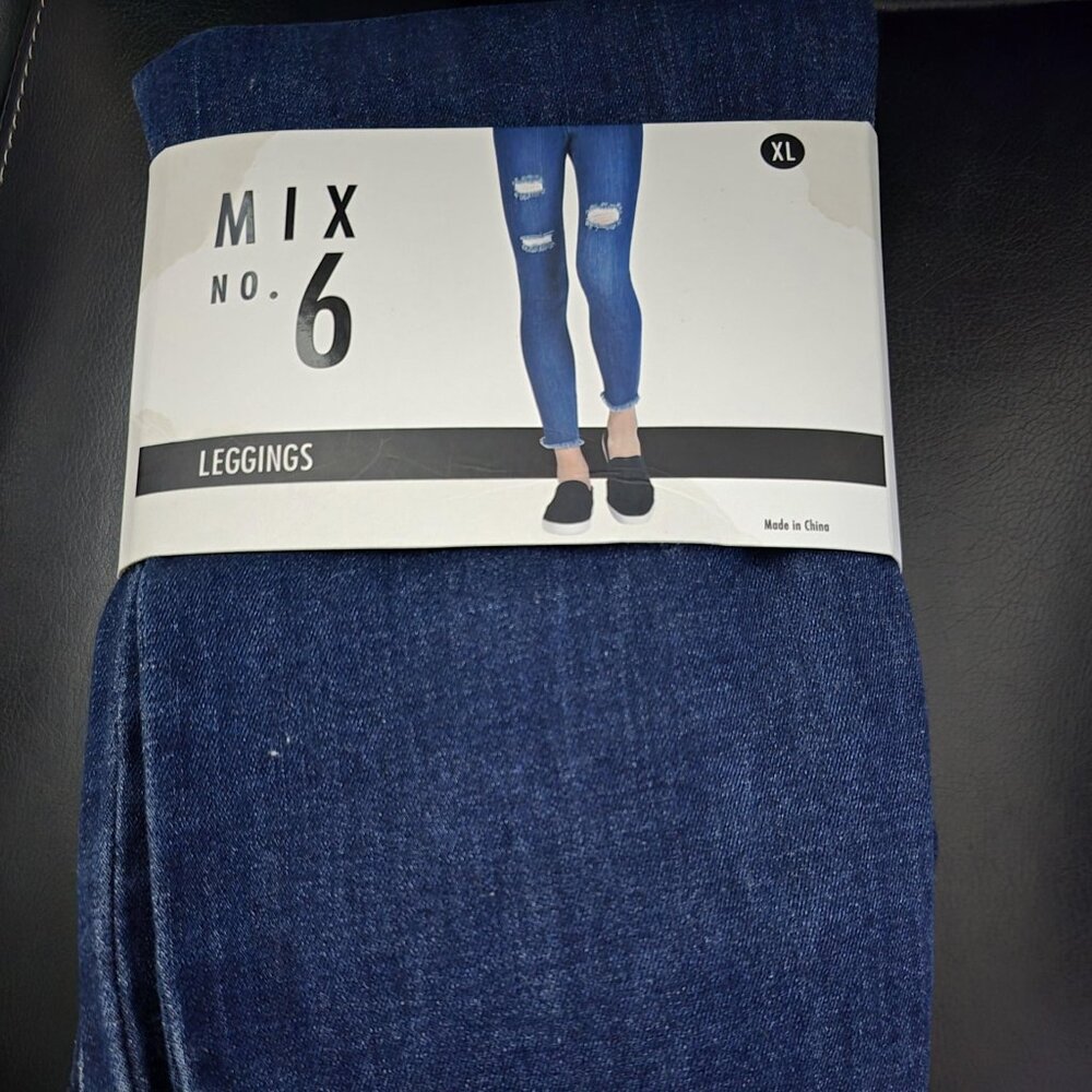NWT/NIP: MIX No 6 Blue Distressed Leggings